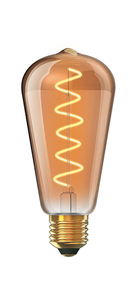 LED E27 Pear Amber Spiral Warm White : Dimmable - Exclusive Lighting Ltd
