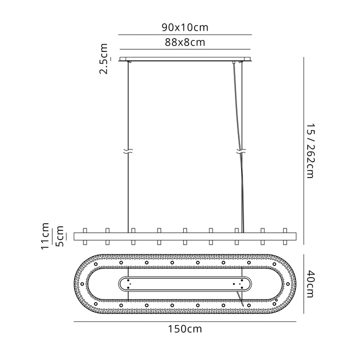Natsumi Oblong Pendant | Cognac Glass - 100cm or 150cm