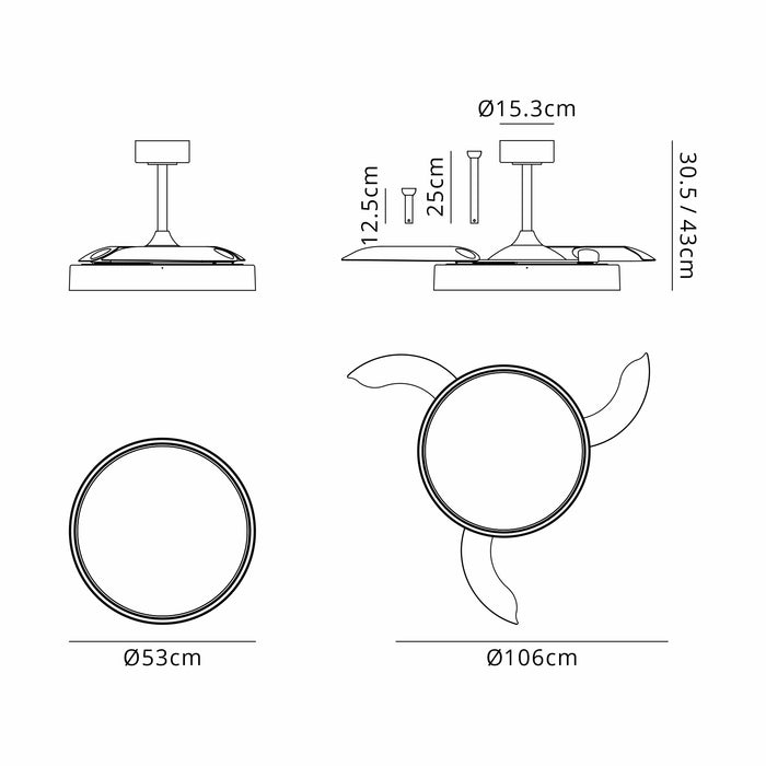 Kaipo LED Ceiling Fan & Light