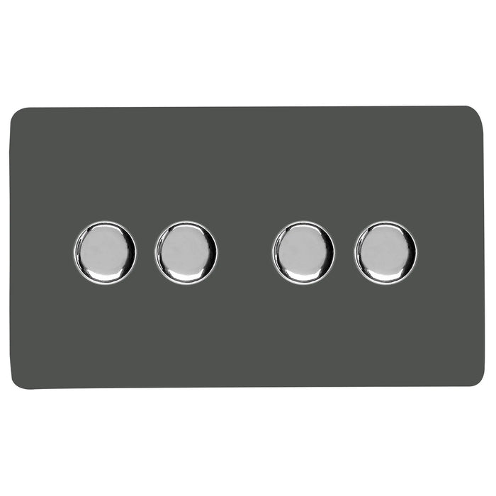 Double 4 LED Dimmer - Twin Plate : 4 Gang 2 Way