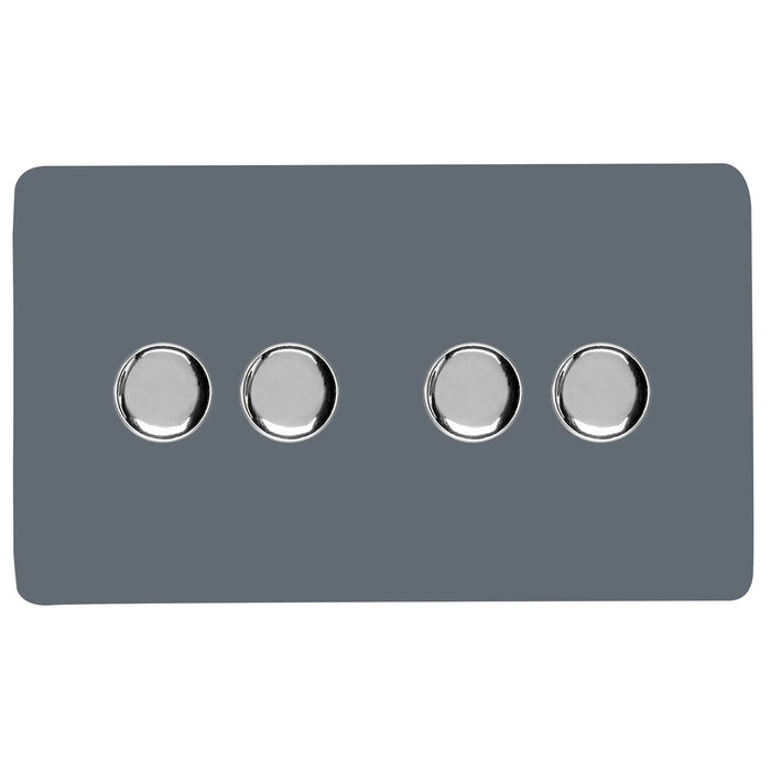 Double 4 LED Dimmer - Twin Plate : 4 Gang 2 Way