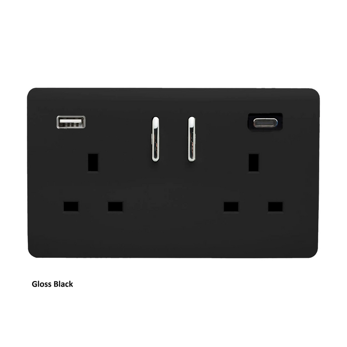 Double 2-USB Socket : USB-A & USB-C