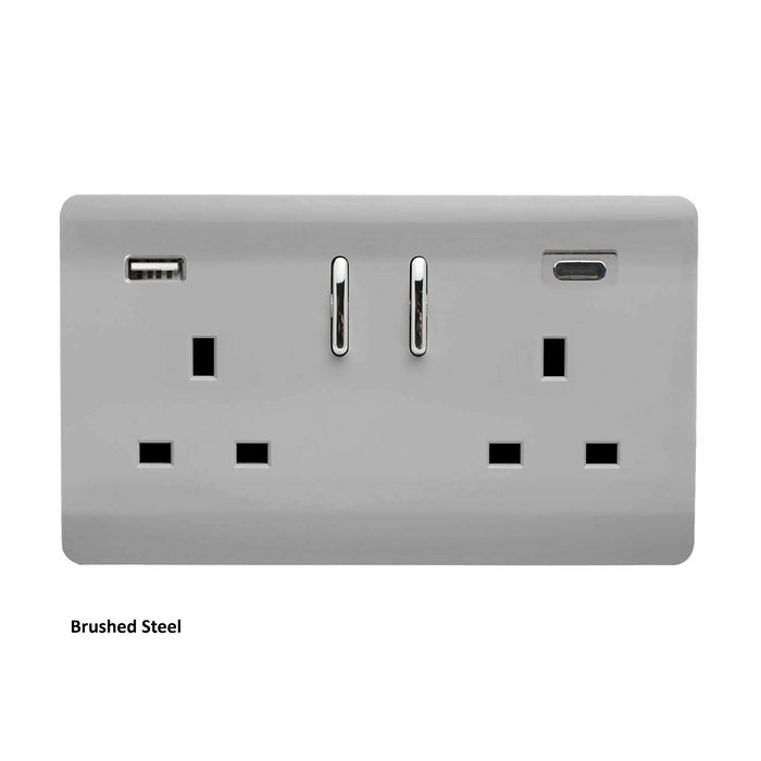 Double 2-USB Socket : USB-A & USB-C