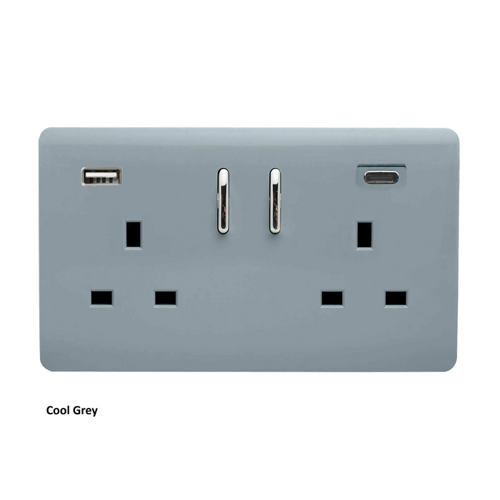Double 2-USB Socket : USB-A & USB-C