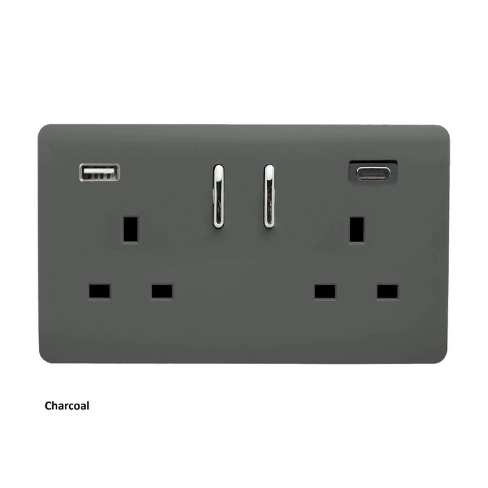 Double 2-USB Socket : USB-A & USB-C