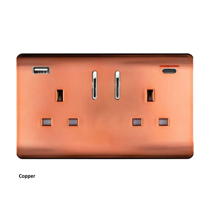 Double 2-USB Socket : USB-A & USB-C