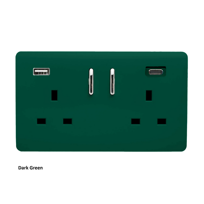 Double 2-USB Socket : USB-A & USB-C