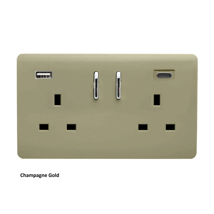 Double 2-USB Socket : USB-A & USB-C