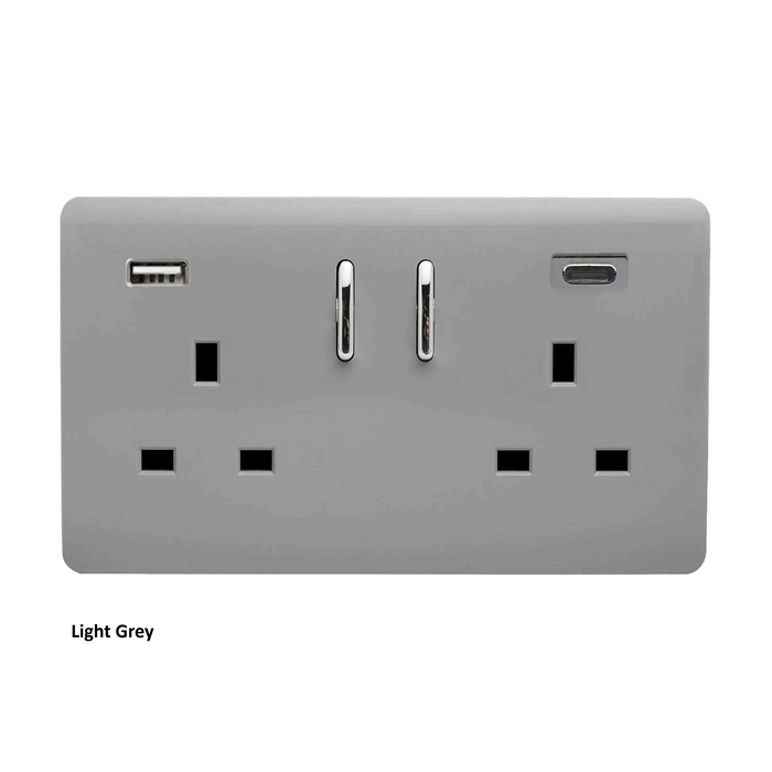 Double 2-USB Socket : USB-A & USB-C