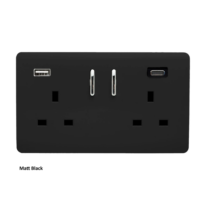 Double 2-USB Socket : USB-A & USB-C