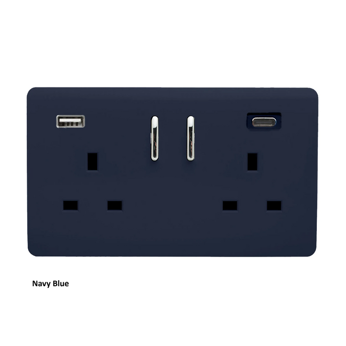 Double 2-USB Socket : USB-A & USB-C