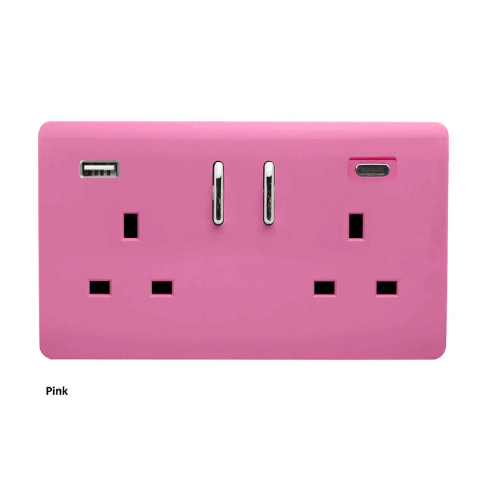 Double 2-USB Socket : USB-A & USB-C