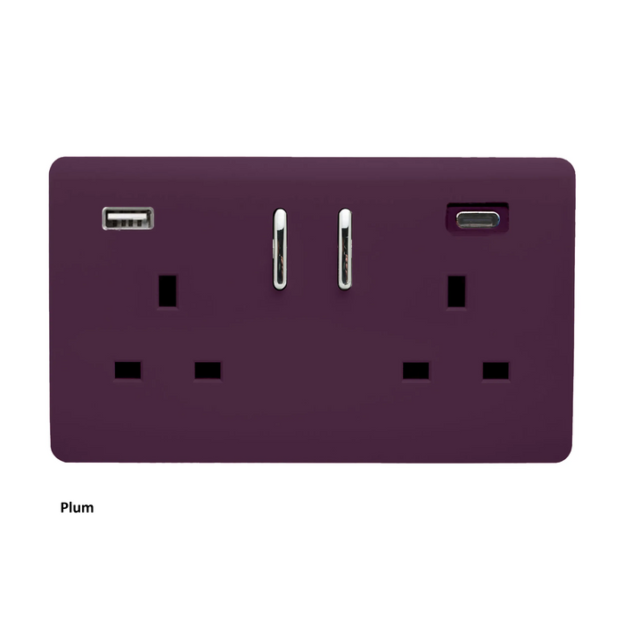 Double 2-USB Socket : USB-A & USB-C