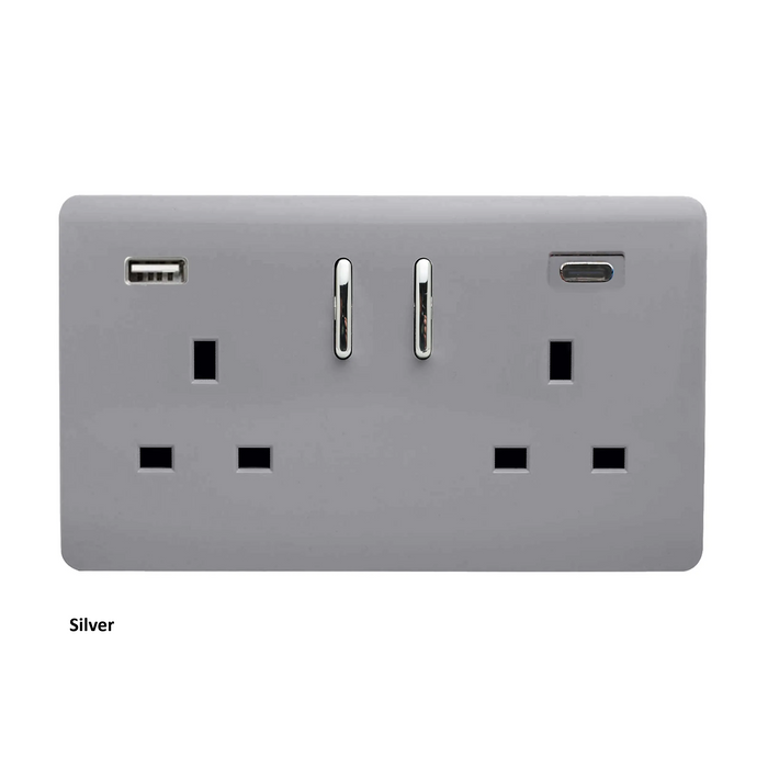 Double 2-USB Socket : USB-A & USB-C