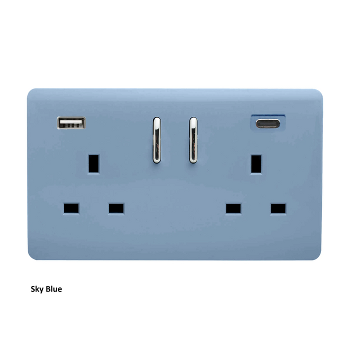 Double 2-USB Socket : USB-A & USB-C