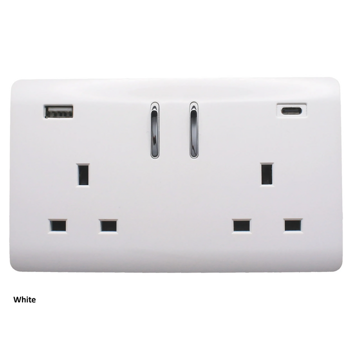 Double 2-USB Socket : USB-A & USB-C