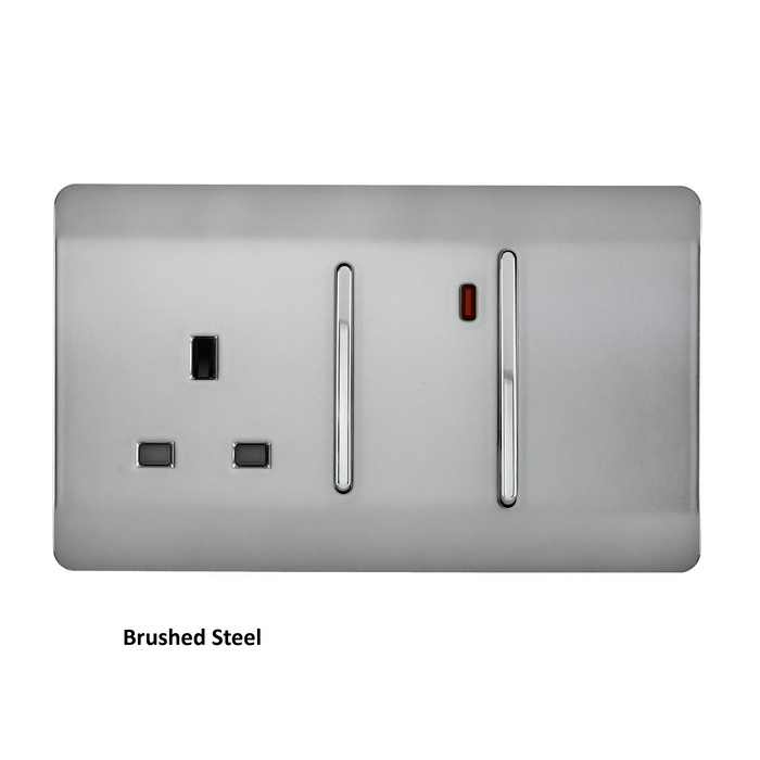 Cooker Control Panel: Double Pole Switch with Socket & Neon