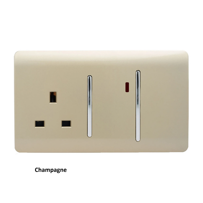 Cooker Control Panel: Double Pole Switch with Socket & Neon