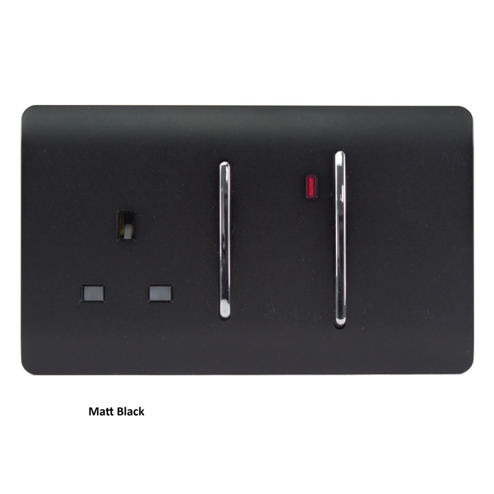 Cooker Control Panel: Double Pole Switch with Socket & Neon
