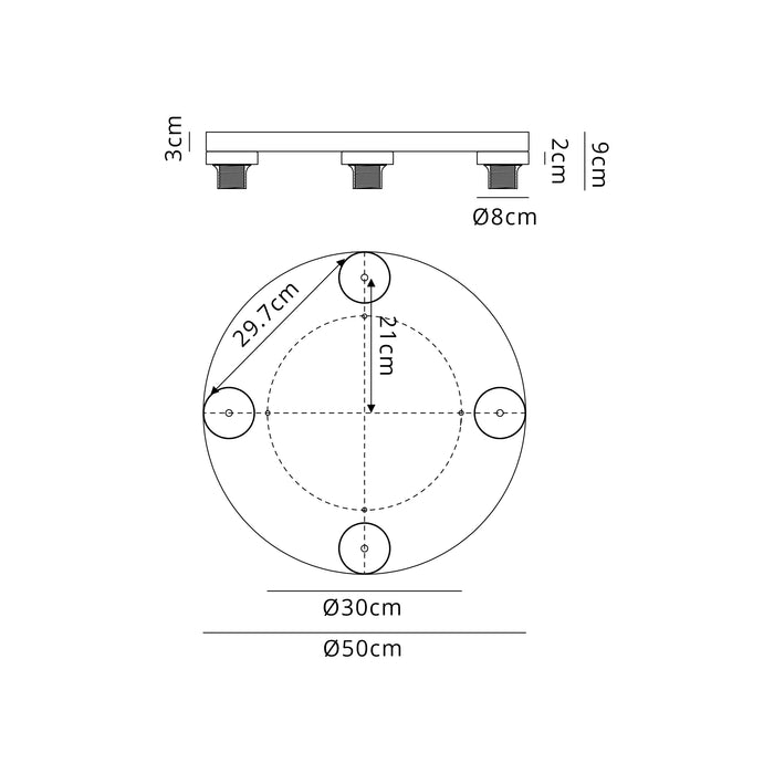 Krystos Round Flush (Frame Only) - 3 Light / 4 Light / 6 Light