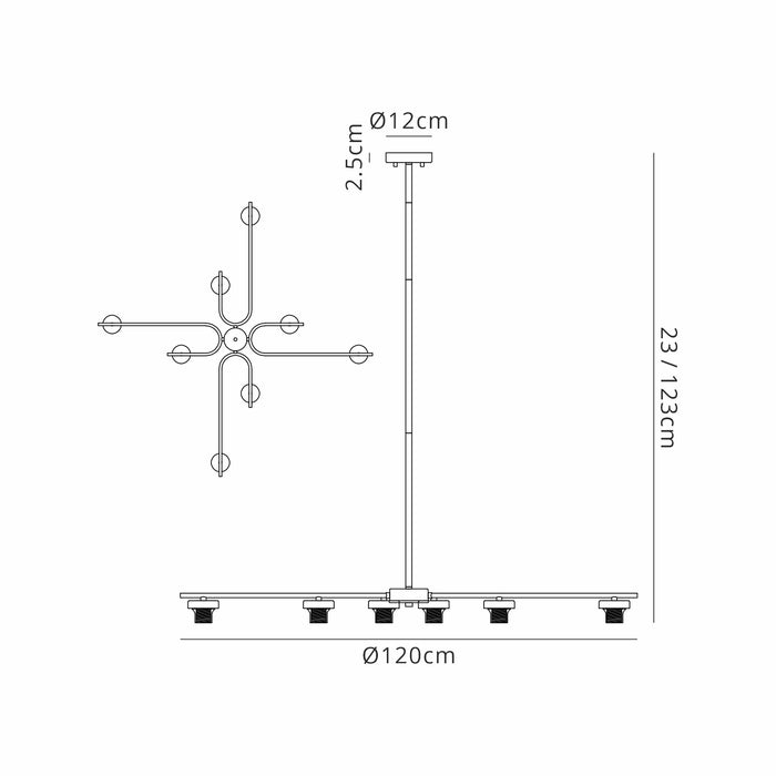 Krystos Fixed Arm Pendant (Frame Only) - 6 Light / 8 Light
