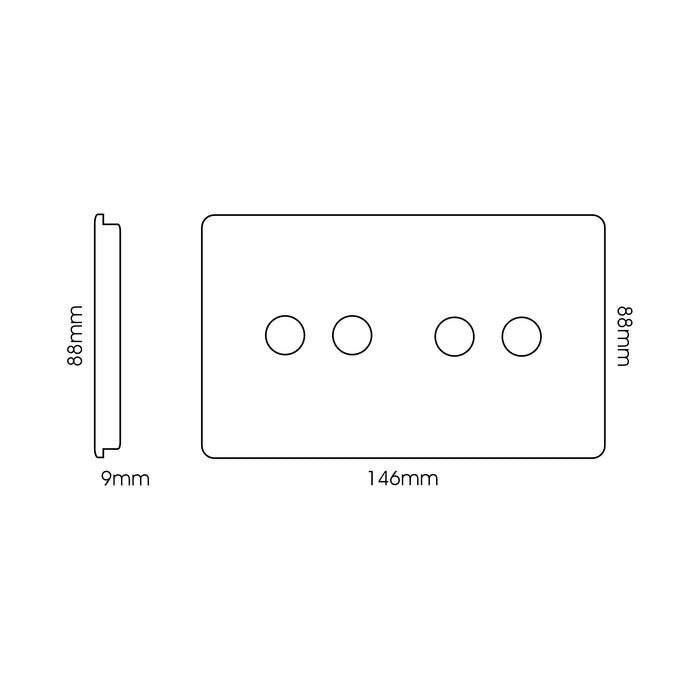 Double 4 LED Dimmer - Twin Plate : 4 Gang 2 Way