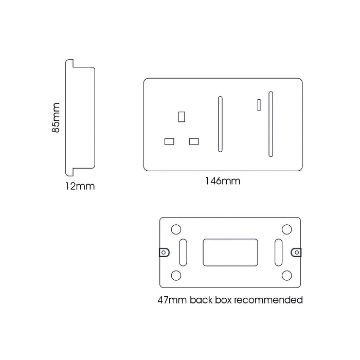 Cooker Control Panel: Double Pole Switch with Socket & Neon