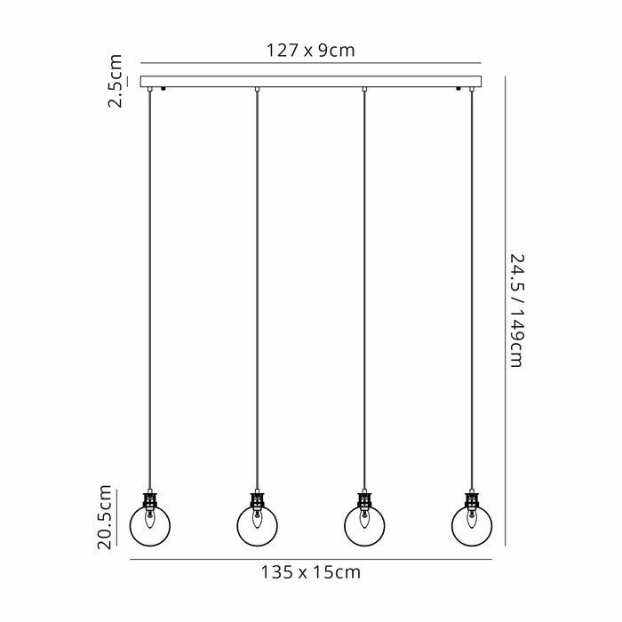 Duncan 4 Light Bar (Various Glass Options)