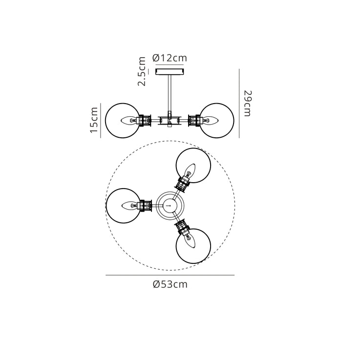 Duncan 3 Semi Flush (Various Glass Options)