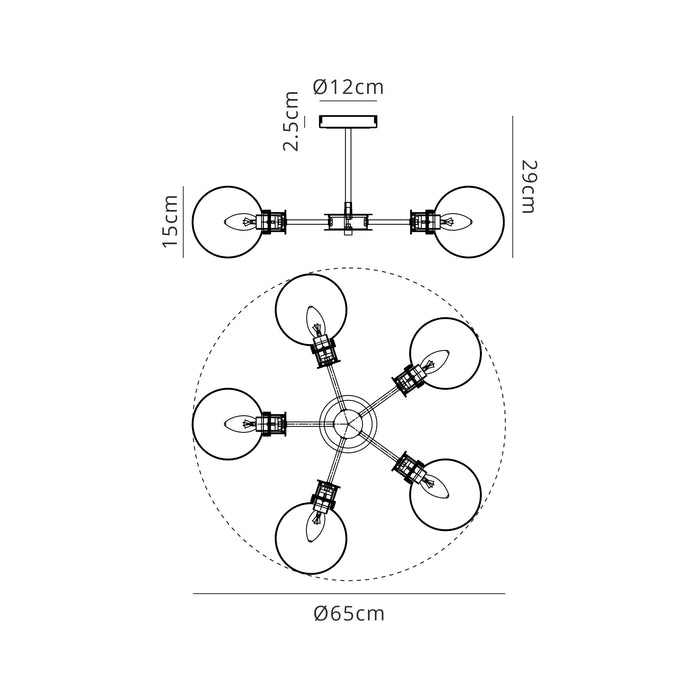 Duncan 5 Semi Flush (Various Glass Options)