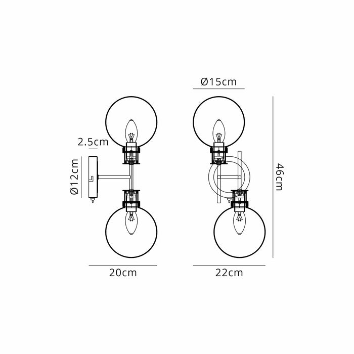 Duncan Double Wall Light (Various Glass Options)