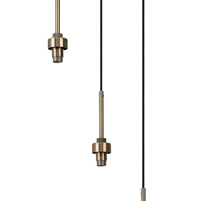 Azure Cluster Antique Brass / Black Cable 3 & 6 Light (Frame Only)