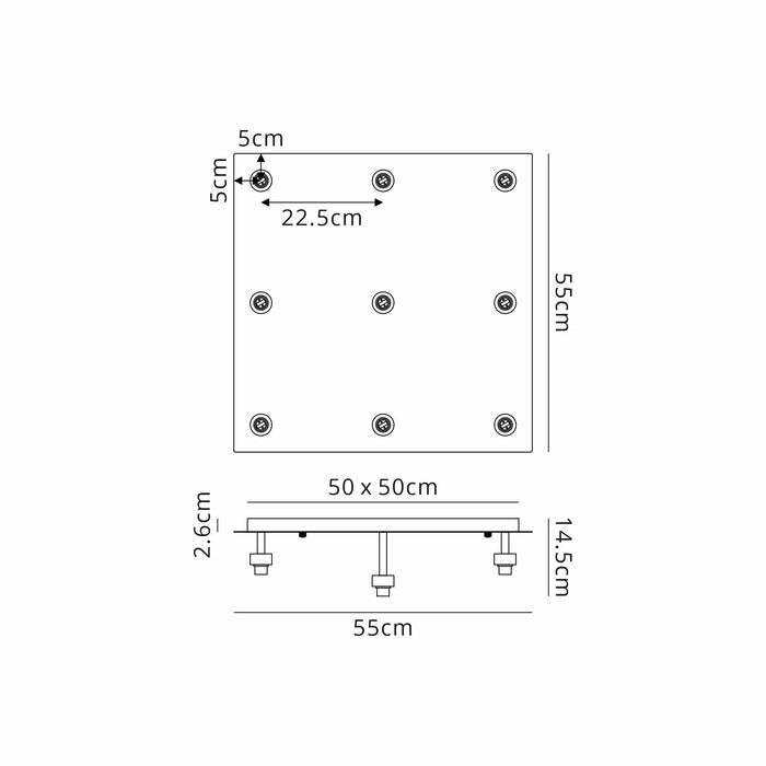 Azure Square Flush 4/9/13 Light - FRAME ONLY