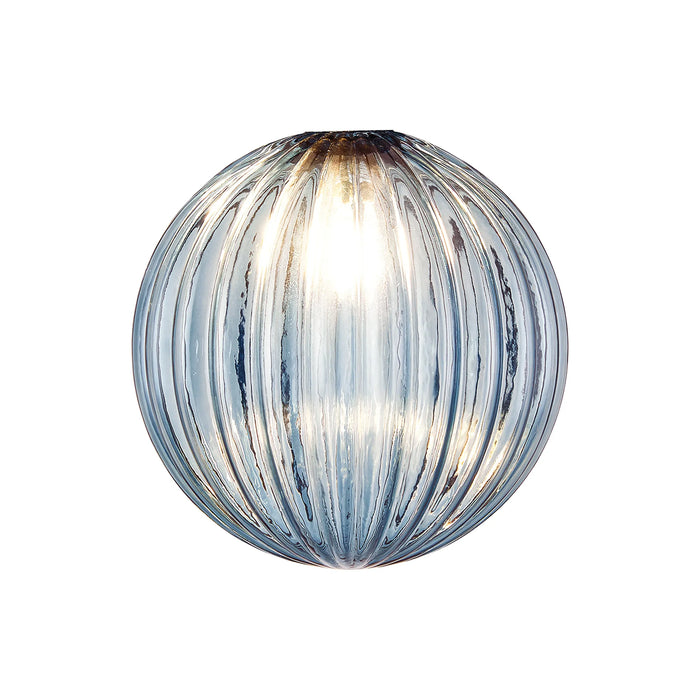 Azure Ribbed Globe Glass Shade