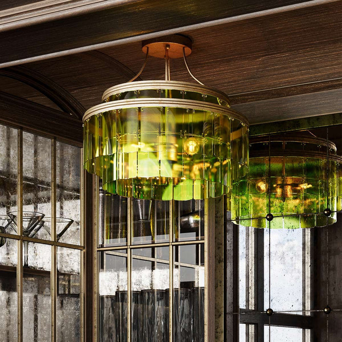 Chartreuse Green Glass Semi Flush