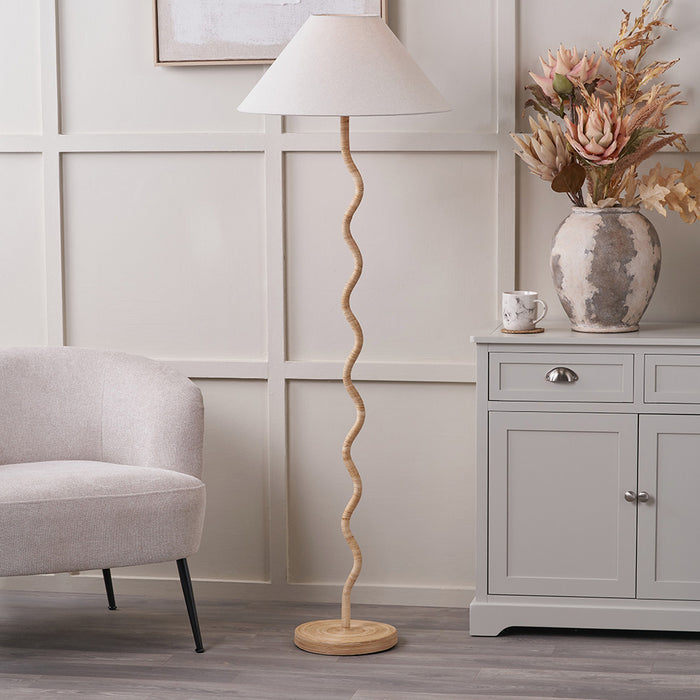 Milos Rattan Wave Floor Lamp Base