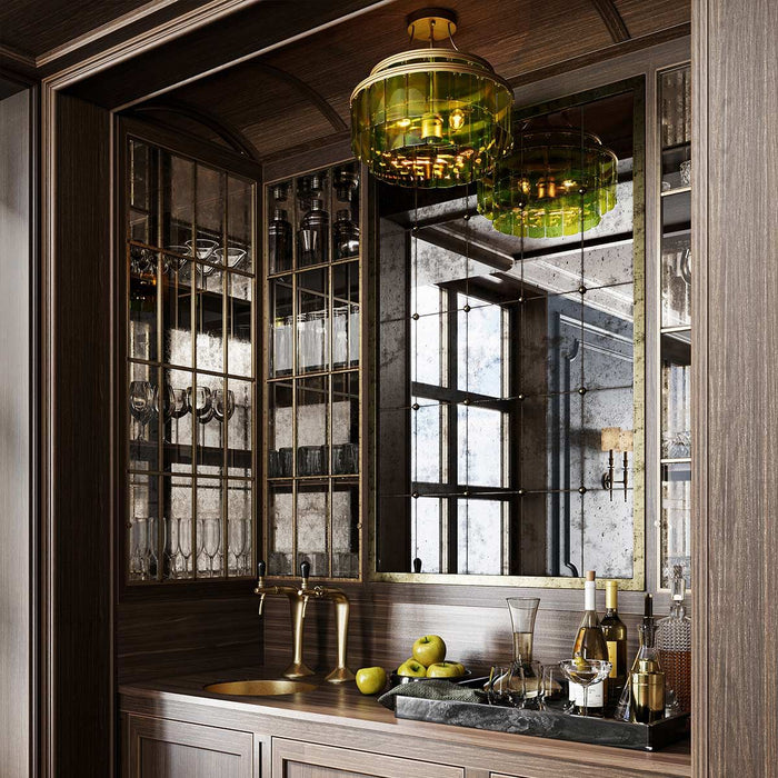 Chartreuse Green Glass Semi Flush