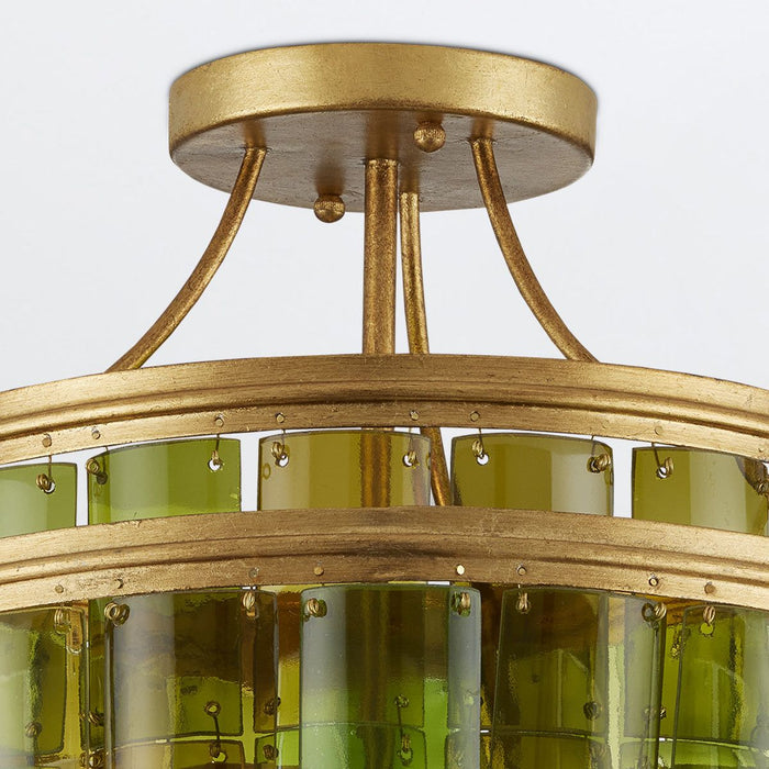 Chartreuse Green Glass Semi Flush