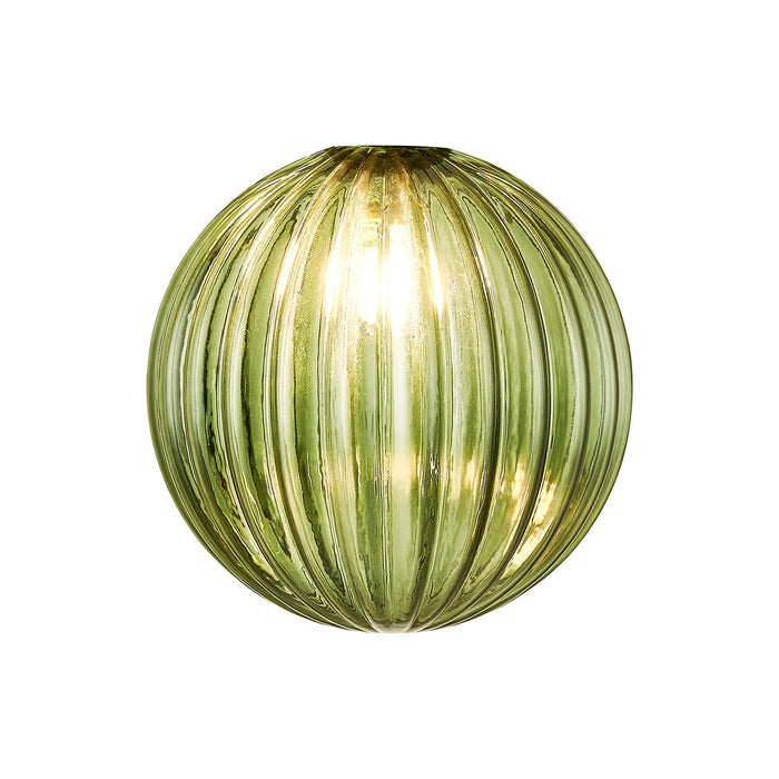 Azure Ribbed Globe Glass Shade