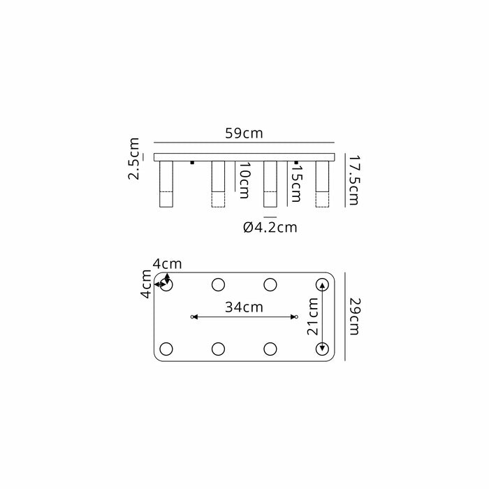 Cavalla Rectangular Flush Fitting 8 & 12 Light