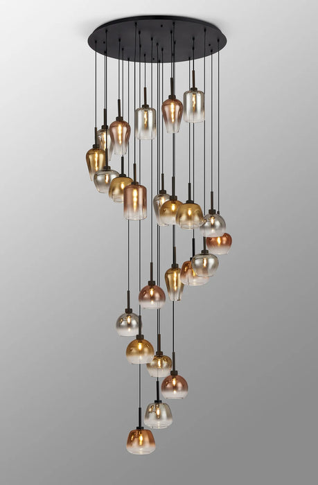 Azure Metallic 24 Light Cluster - Black Frame