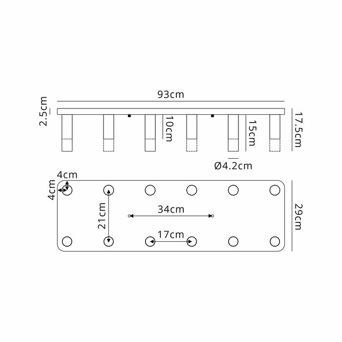 Cavalla Rectangular Flush Fitting 8 & 12 Light