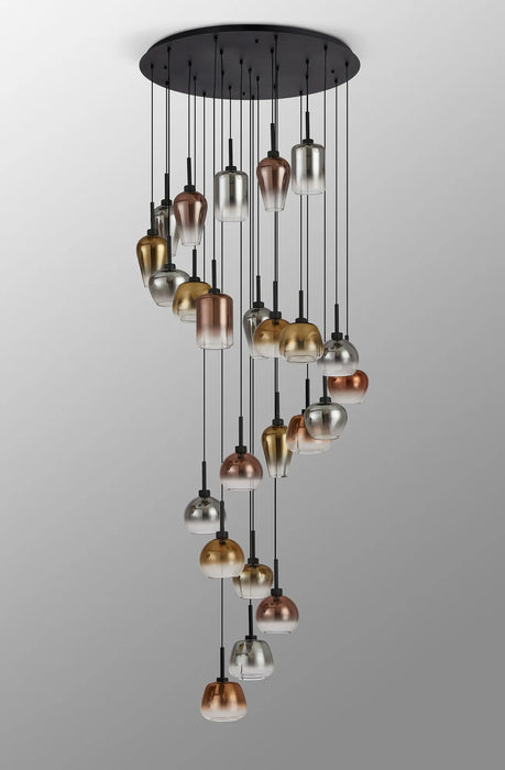 Azure Metallic 24 Light Cluster - Black Frame