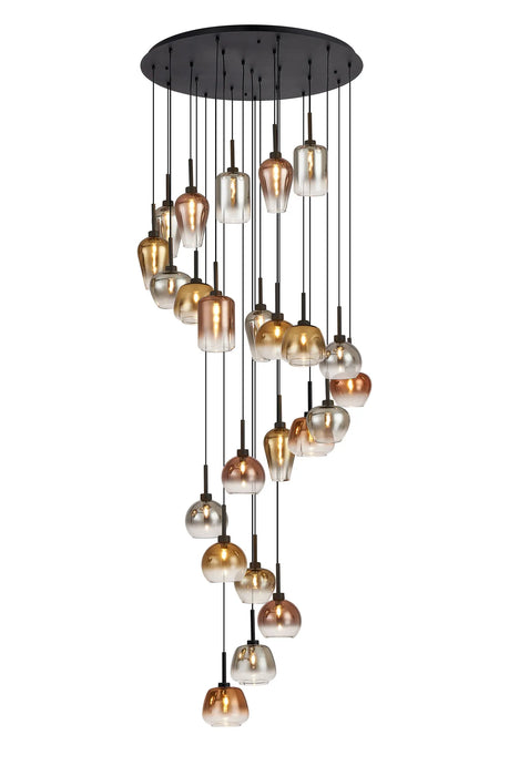 Azure Metallic 24 Light Cluster - Black Frame