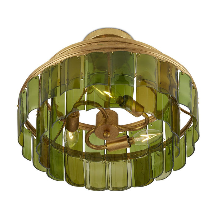 Chartreuse Green Glass Semi Flush