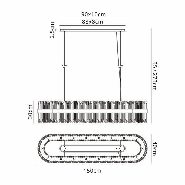 Natsumi Oblong Pendant | Clear Glass - 100cm or 150cm