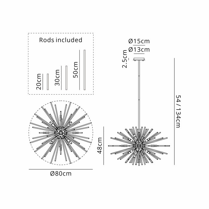 Natsumi 75cm Sputnik Horizontal Oval Pendant