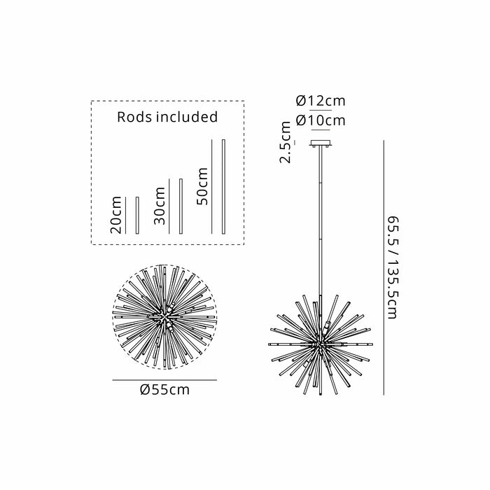 Natsumi 55cm Sputnik Round Pendant