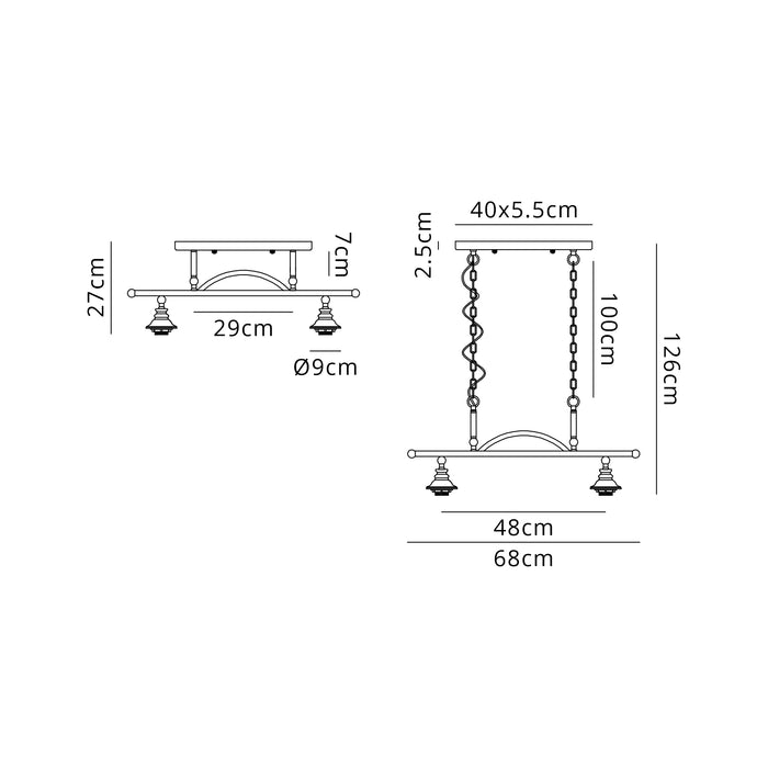 Ramsey Bar Pendant - FRAME ONLY (Multiple Colours)