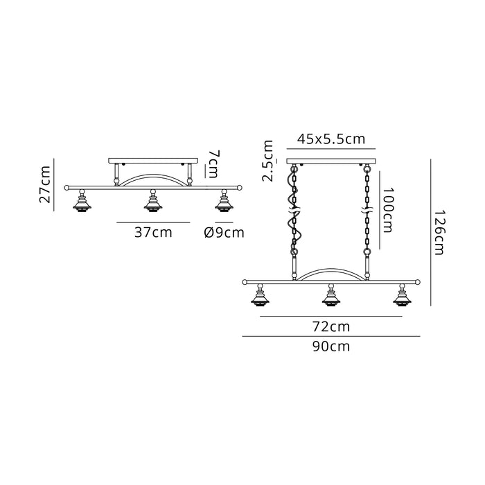 Ramsey Bar Pendant - FRAME ONLY (Multiple Colours)